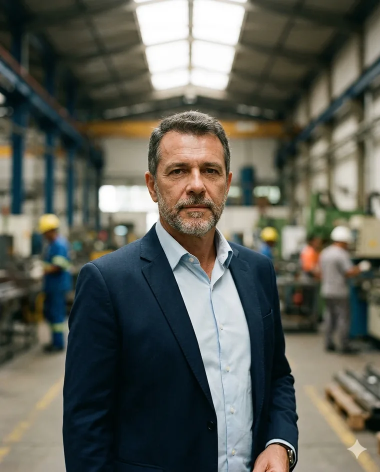 Diretor industrial no chão de fábrica